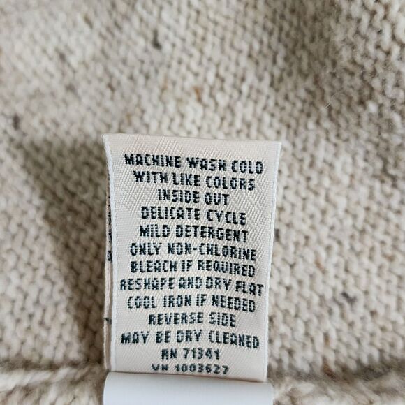 LL Bean Womens Knit Long Open Cardigan Sweater Cotton Wool Blend Oatmeal Beige S - Picture 7 of 9